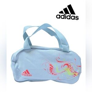 Adidas Light Blue Gray Mini Duffel Handbag – Floral Graphic Print NWOT